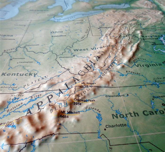 United States - Geophysical Three Dimensional 3D Raised Relief Map ...