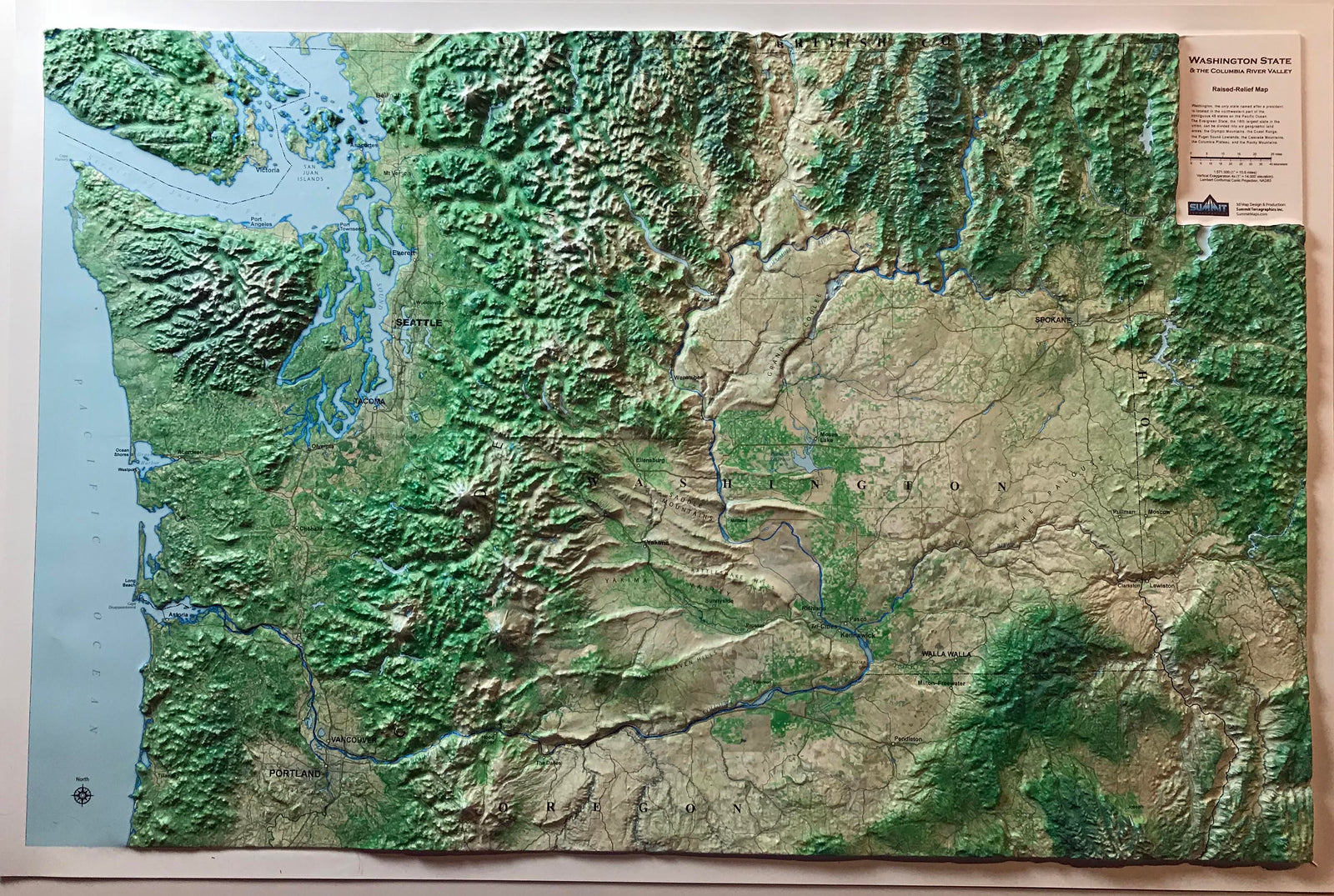 Washington State Three Dimensional 3d Raised Relief Map Geomart 6719