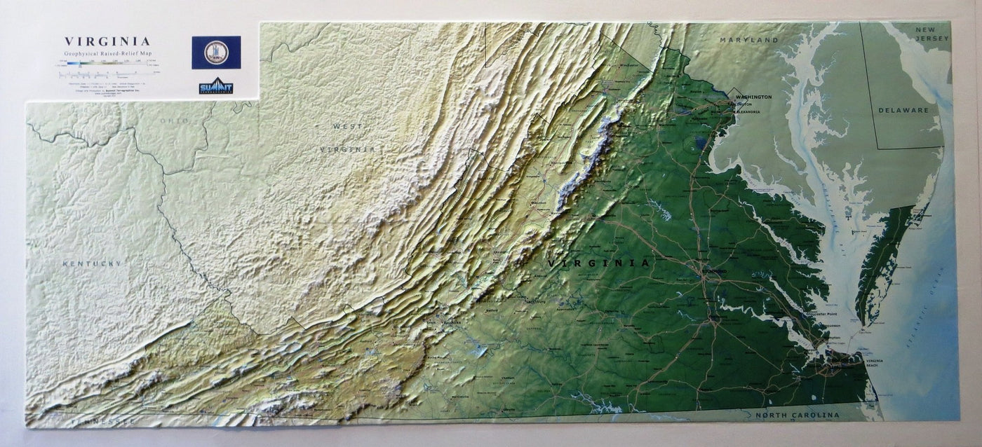Virginia State Three Dimensional 3d Raised Relief Map Geomart 1790