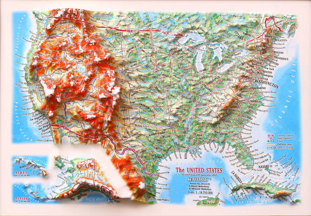 3d Relief Map Of Usa United States Map 3486