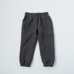 James/ Janes' Trousers in Charcoal Double Cotton Gauze (Made to Order)