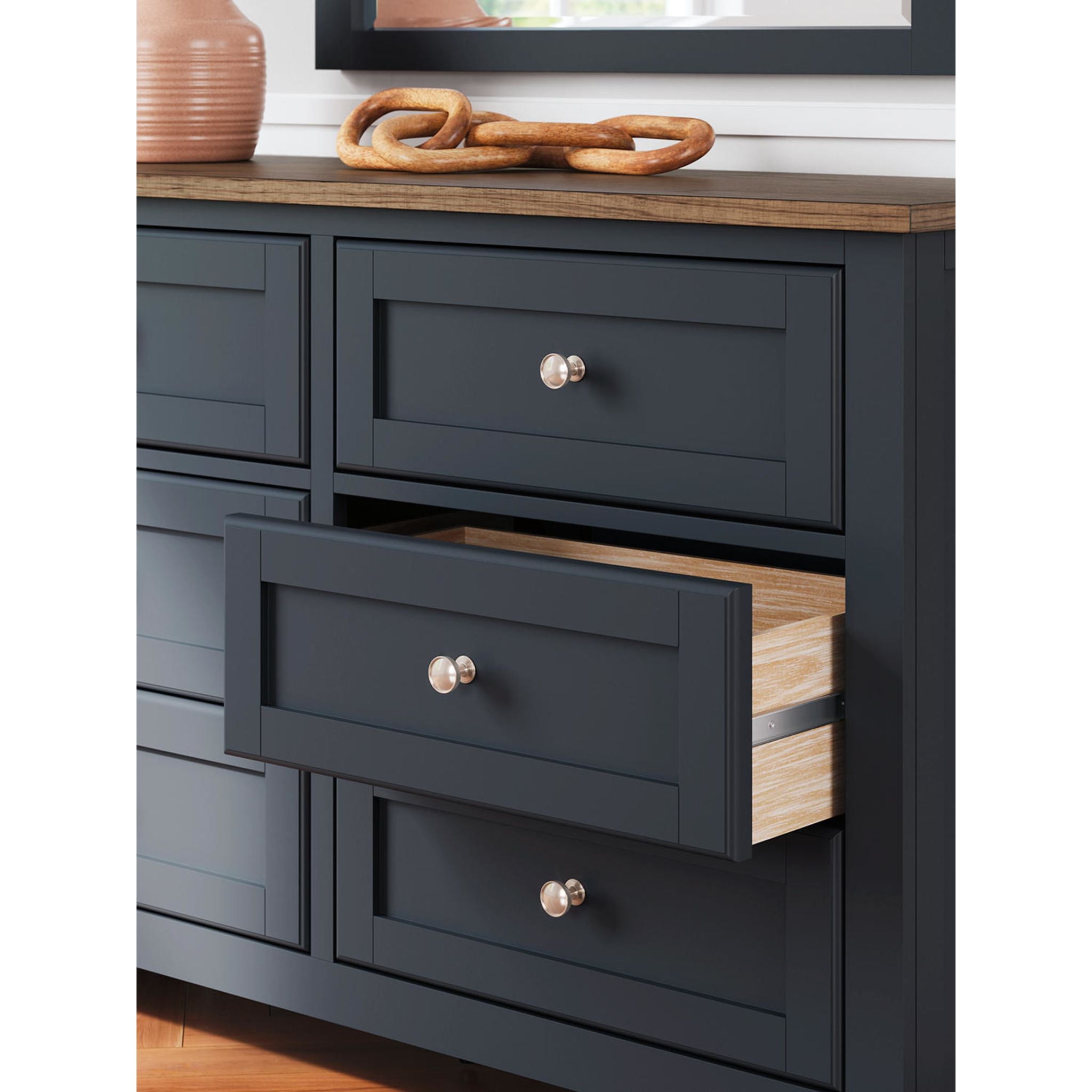 Blue/Brown 6-Piece Queen Panel Bedroom Set by Landocken