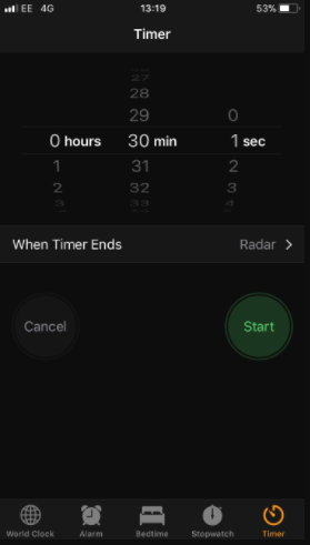 Set timer on your iPhone