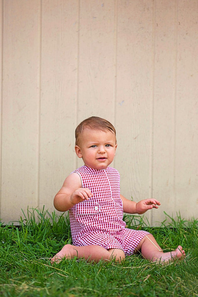 Wholesale Monogram Check Jon Jons Baby Boy Romper – Imagewear