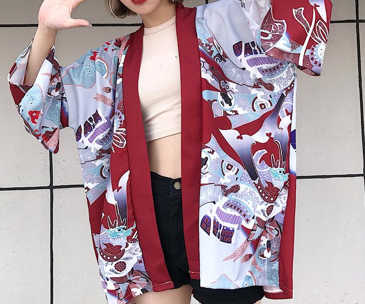 Red and White Kimono Shirt | NOVMTL