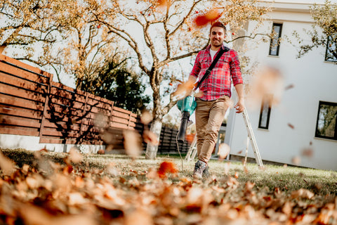 man starting his fall cleaning in September