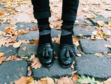 black loafers with socks