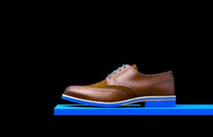 black shirt with brown shoes