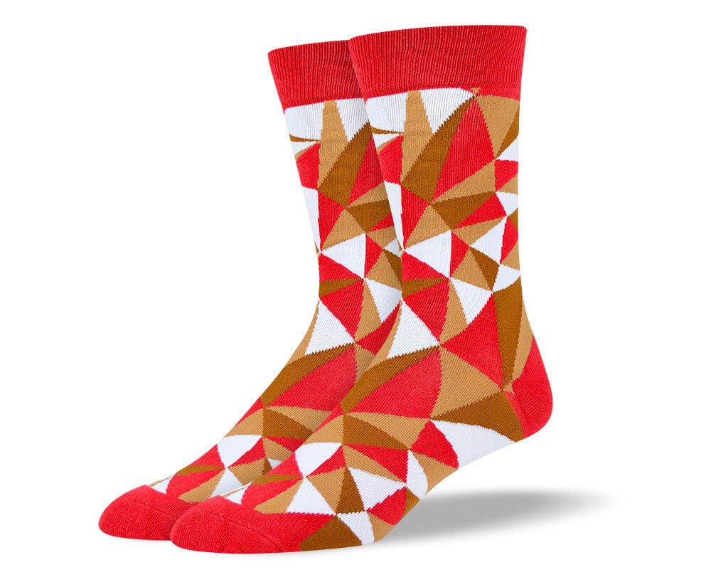 Men's Brown Triangle Pattern Sock