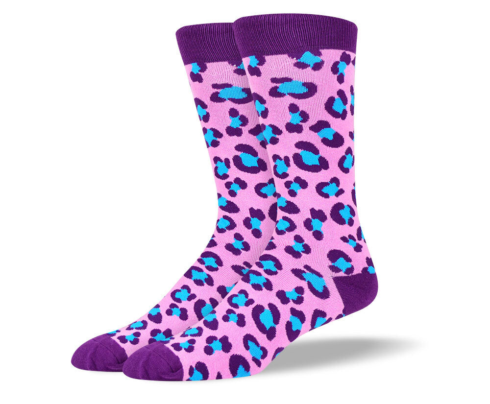 Men's Funny Purple Leopard Print Socks