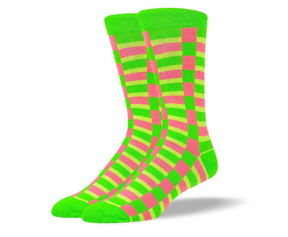 Men's Funky Green Checkered Socks