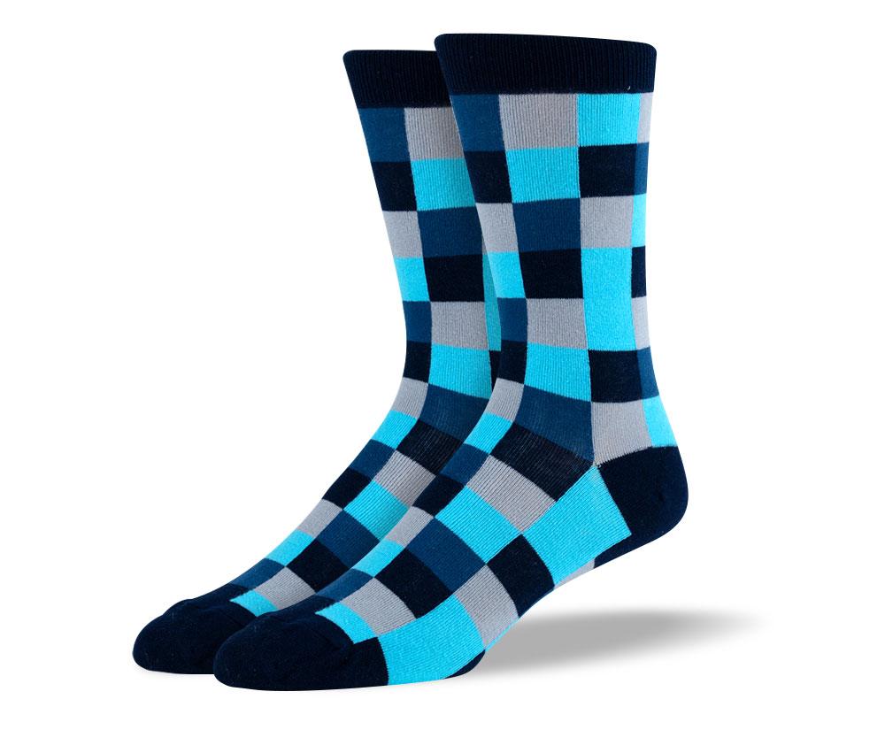 Men's Blue Checkered Pattern Socks
