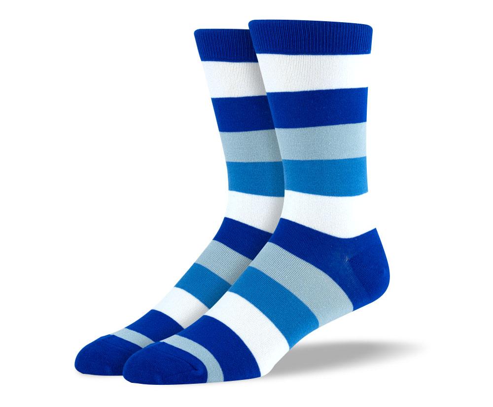 Men's Fun Blue & White Stripes Sock