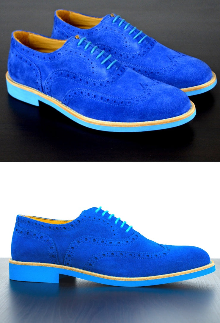 Mens Blue Suede Wingtip Dress Shoes | Soxy Socks – 0