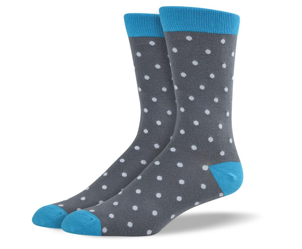 Men's Crazy Grey & White Polka Dot Socks