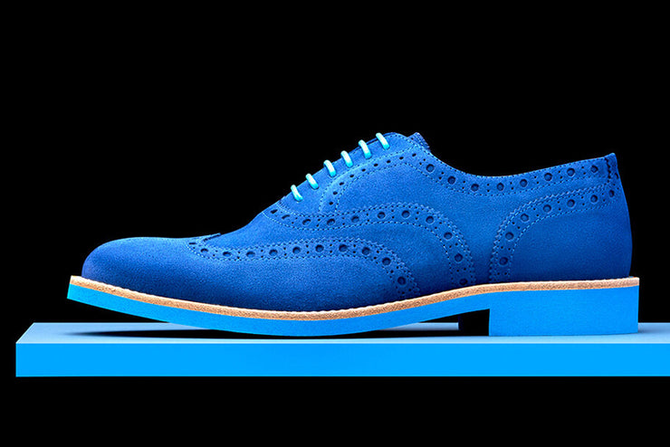 mens blue suede wingtip shoes