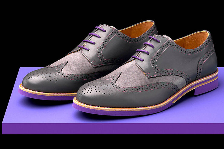Purple Leather Wingtip Dress Shoes 