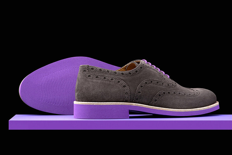 grey suede wingtip shoes