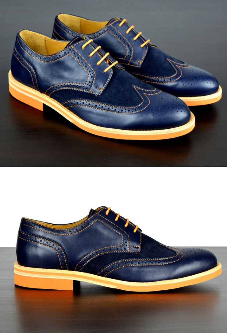 blue leather dress shoes
