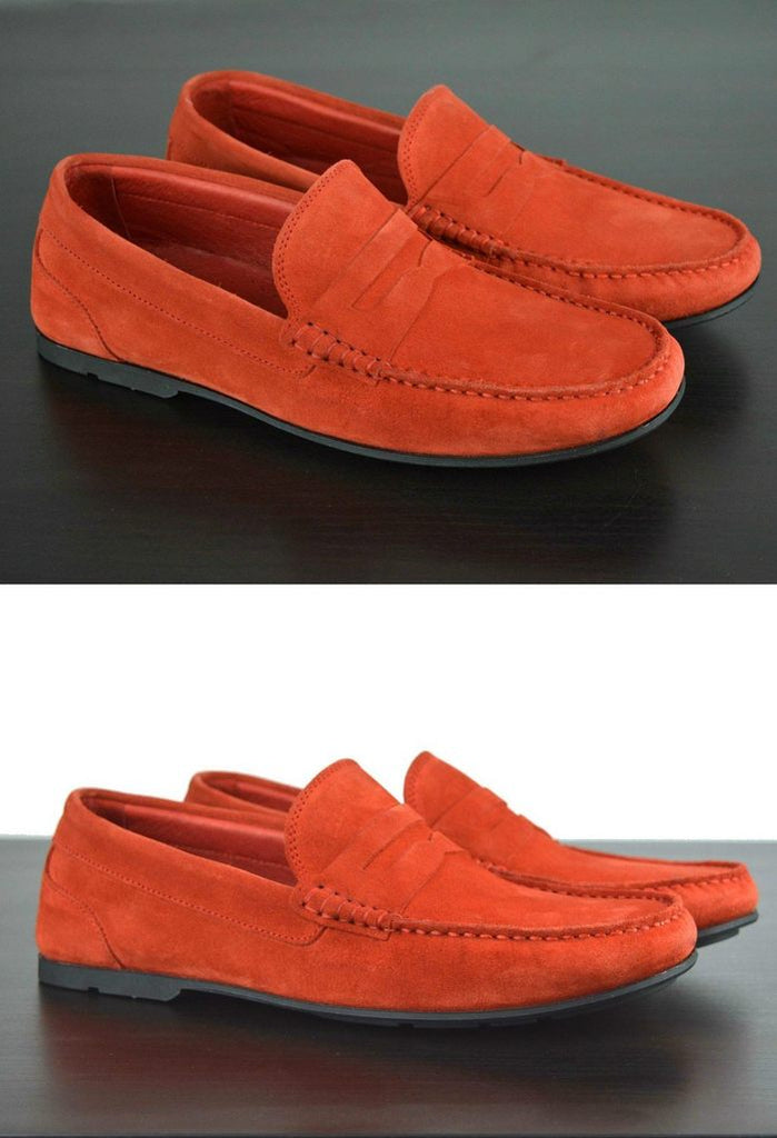 Mens Red Suede Driving Loafers | Soxy 