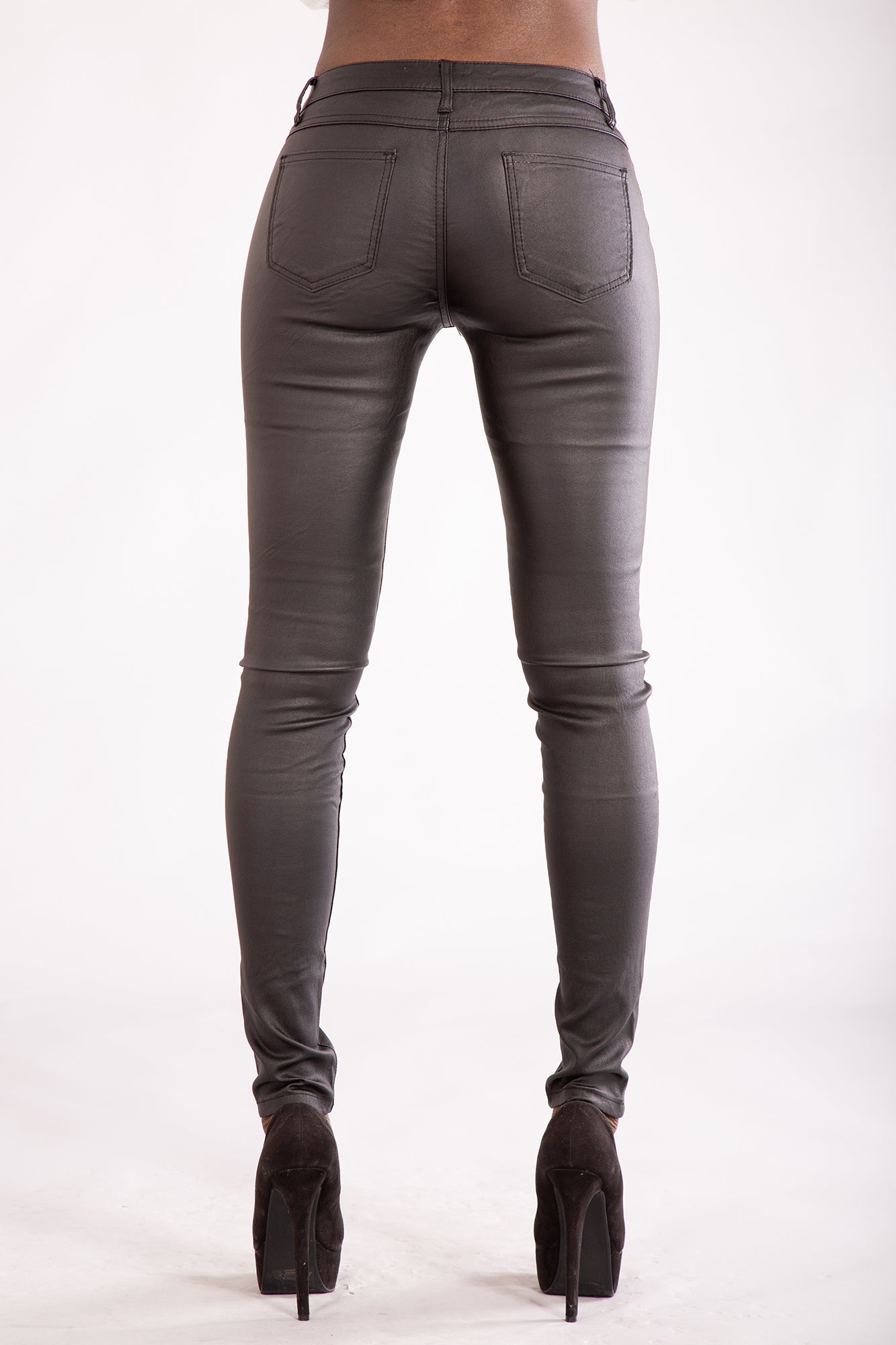 leather look jeans womens