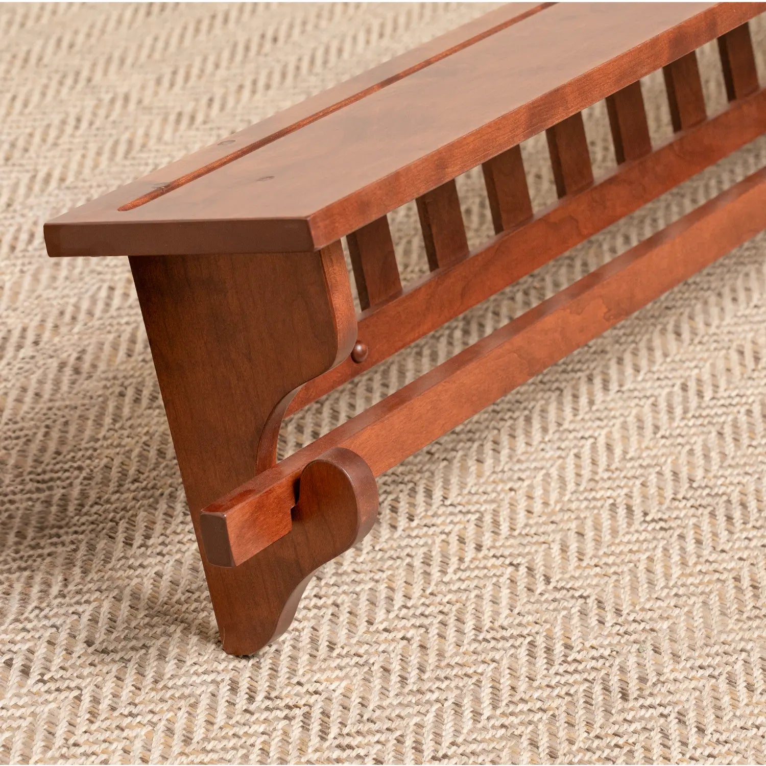 Mission-Style Quilt Rack Equipped with a Shelf