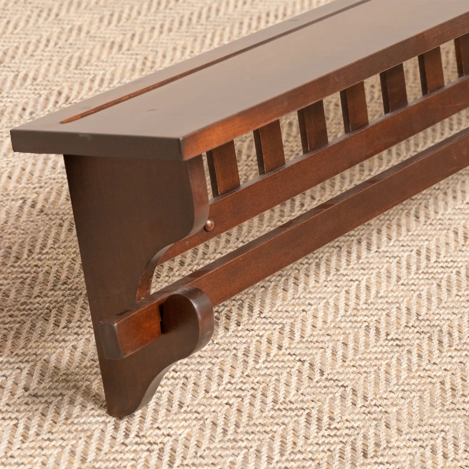 Mission-Style Quilt Rack Equipped with a Shelf