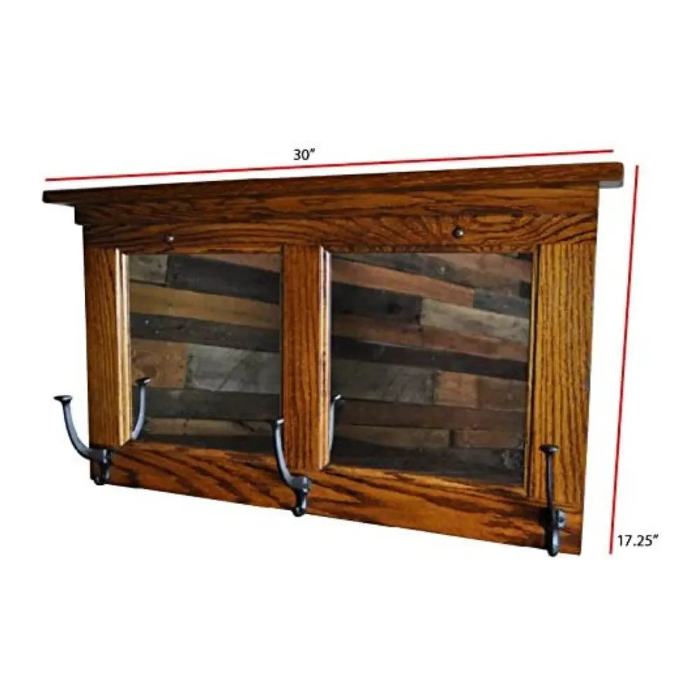 Mission-Style Mirror Equipped with Coat Hooks