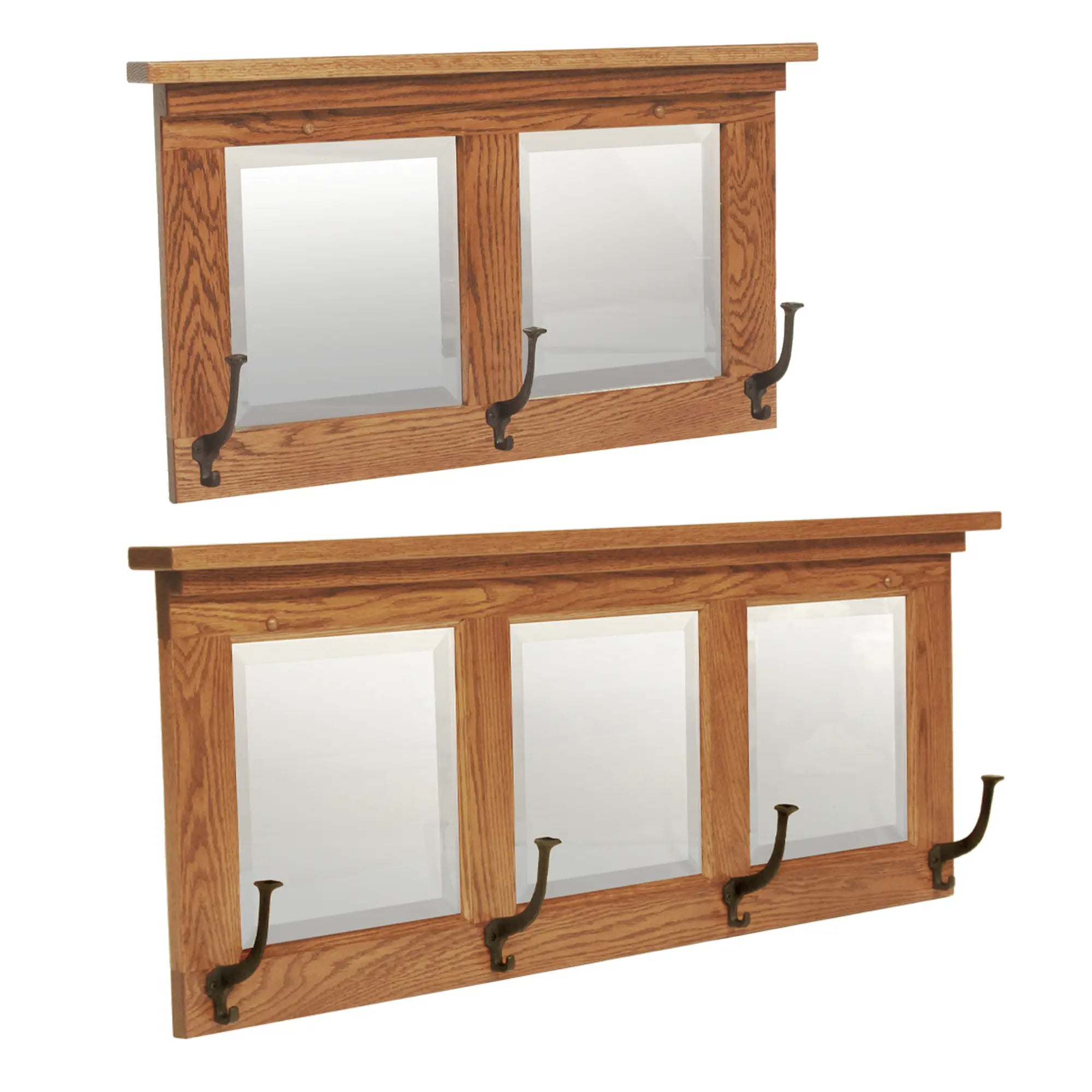 Mission-Style Mirror Equipped with Coat Hooks