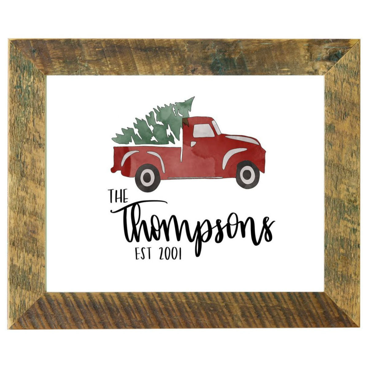 red pickup christmas decor