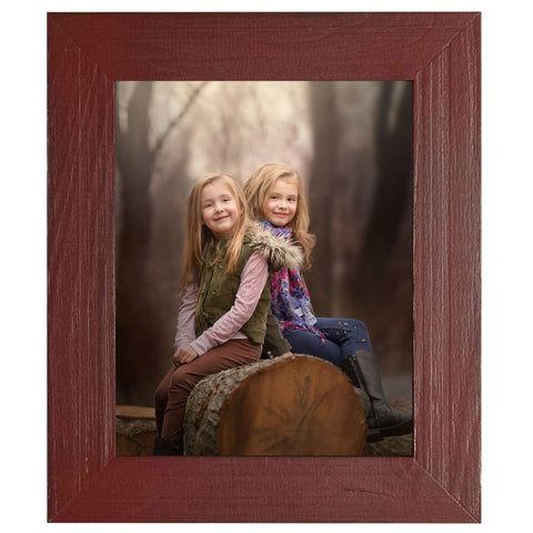 Red Distressed Picture Frame, Charcoal Mat