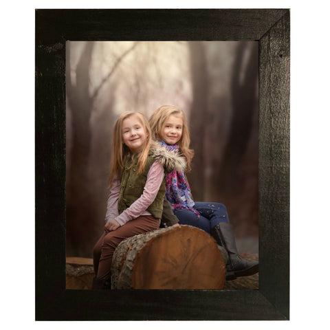 8x10 Grey Distressed Wood Frame, Black Mat