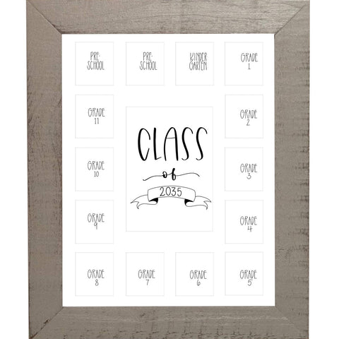 BarnwoodUSA School Years Matted Picture Frame K-12, 100% Upcycled Wood (10x20, Burlap)