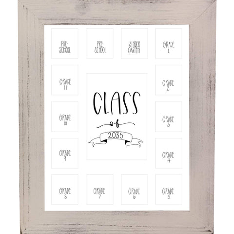 BarnwoodUSA School Years Matted Picture Frame K-12, 100% Upcycled Wood (10x20, Weathered Wood)