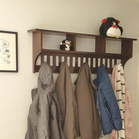 Modern Coat Rack, Wooden Wall Shelf With Hooks, Sturdy Rack Shelf, Entry  Hanger, Mounted Hook - Yahoo Shopping