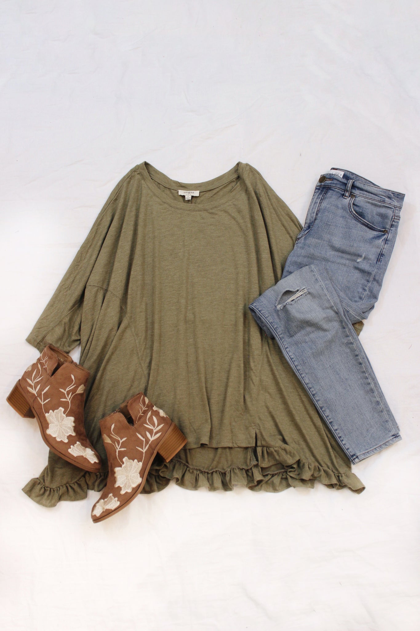 ruffle high low top