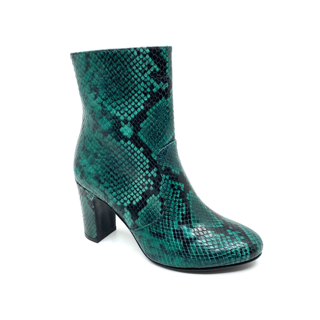 green snakeskin boots