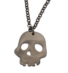 Skull charm with gunmetal chain handmade by WATTO Distinctive Metal Wear