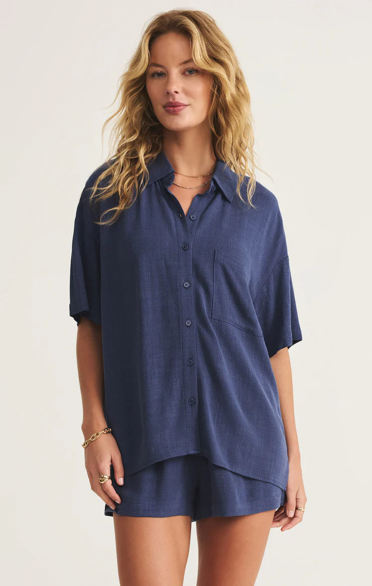 Z Supply Tinsley Linen Rayon Button Up Shirt