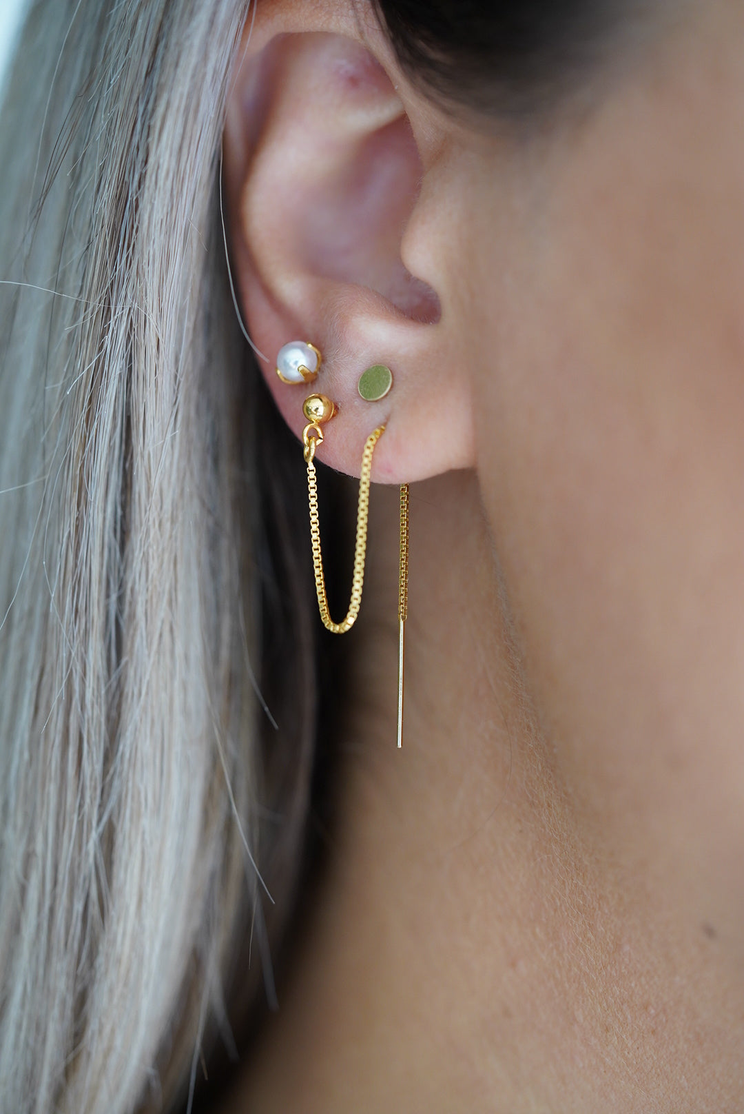 Double Piercing Earring Chain Earrings Affordable Drop Chain Earrings Chain  Connected Stud Earrings - Etsy