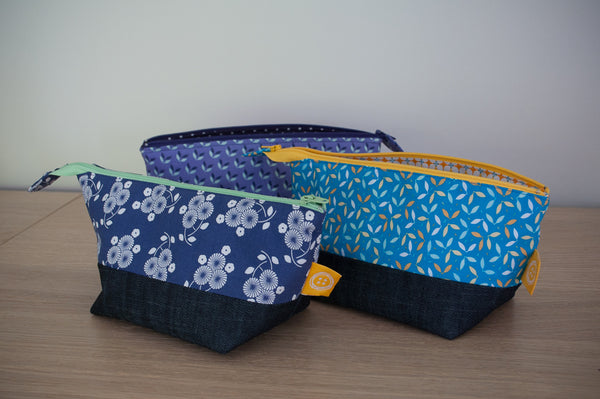 Open wide zippered pouches by Noodlehead