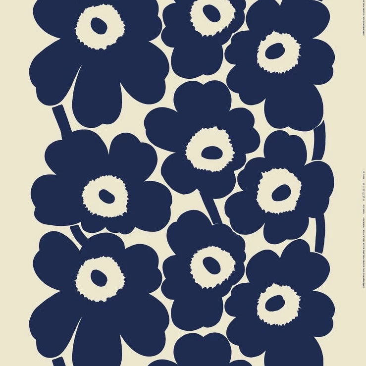 Marimekko - Unikko - Unbleached Linen - Dark Blue - MaaiDesign Fabrics -  Australia's Online Fabric Store for Modern Makers