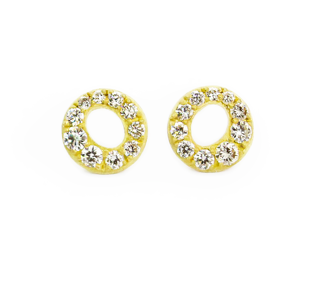 MINI PAVE HALO STUD EARRING