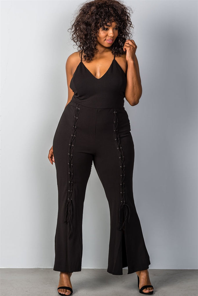 plus size split leg jumpsuit