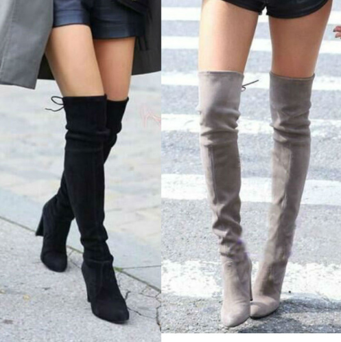 black skinny knee high boots