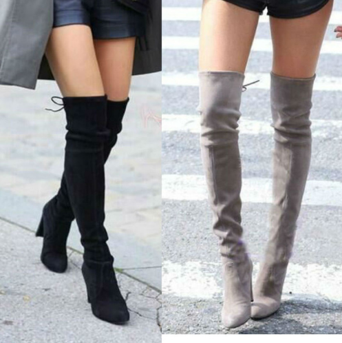 narrow leg knee high boots