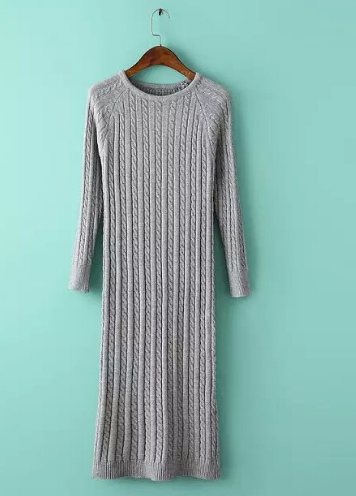 Back Slit Sweater Dress Solid Long Jumper Sweater Dress – Essish