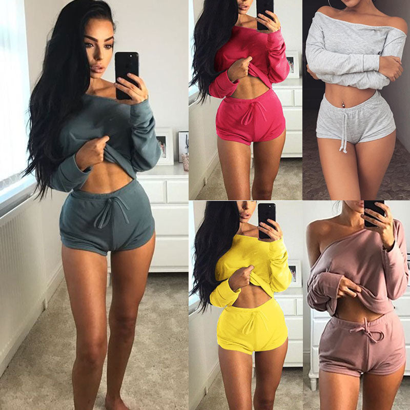 sweater crop top and shorts set