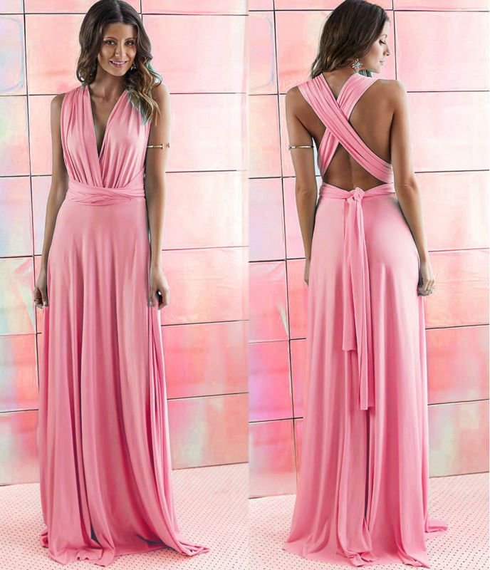 sexy pink maxi dress