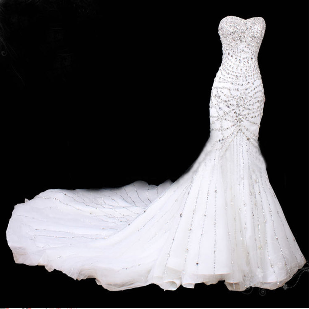 mermaid cathedral train wedding dress